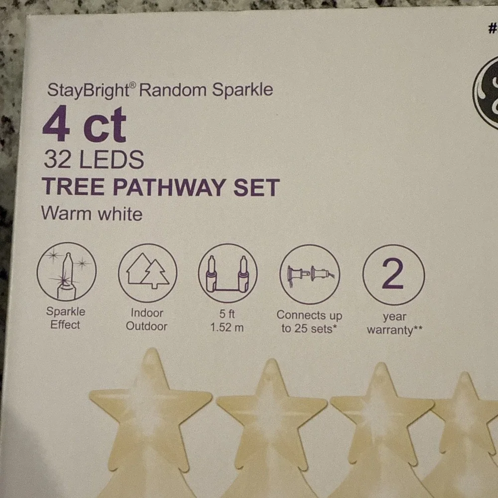 GE 5968038 4CT WARM WHITE STAYBRIGHT RANDOM SPARKLE LED PATHWAY LIGHTS - NEW!
